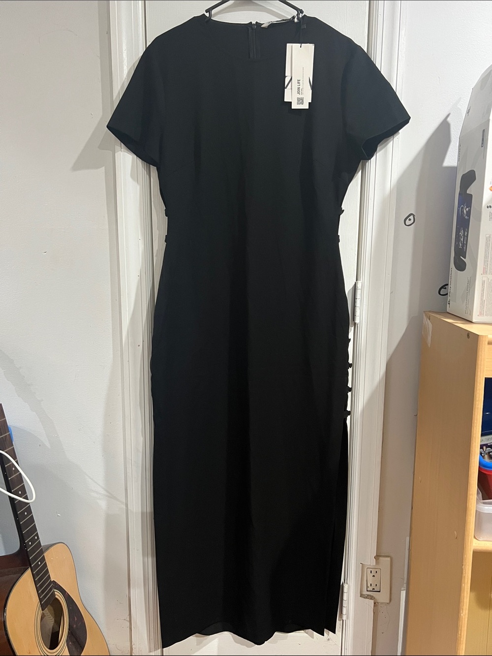 Zara Black Maxi Dress with Side Button Detail